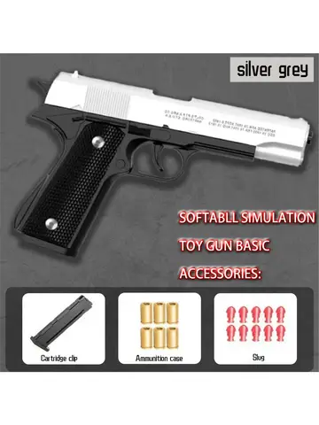 Black Automatic Colt 1911 Automatic Shell Soft Bullet Toy Gun Air Gun CS Shooting Weapon Boy Toy (continuous Firing)  gift