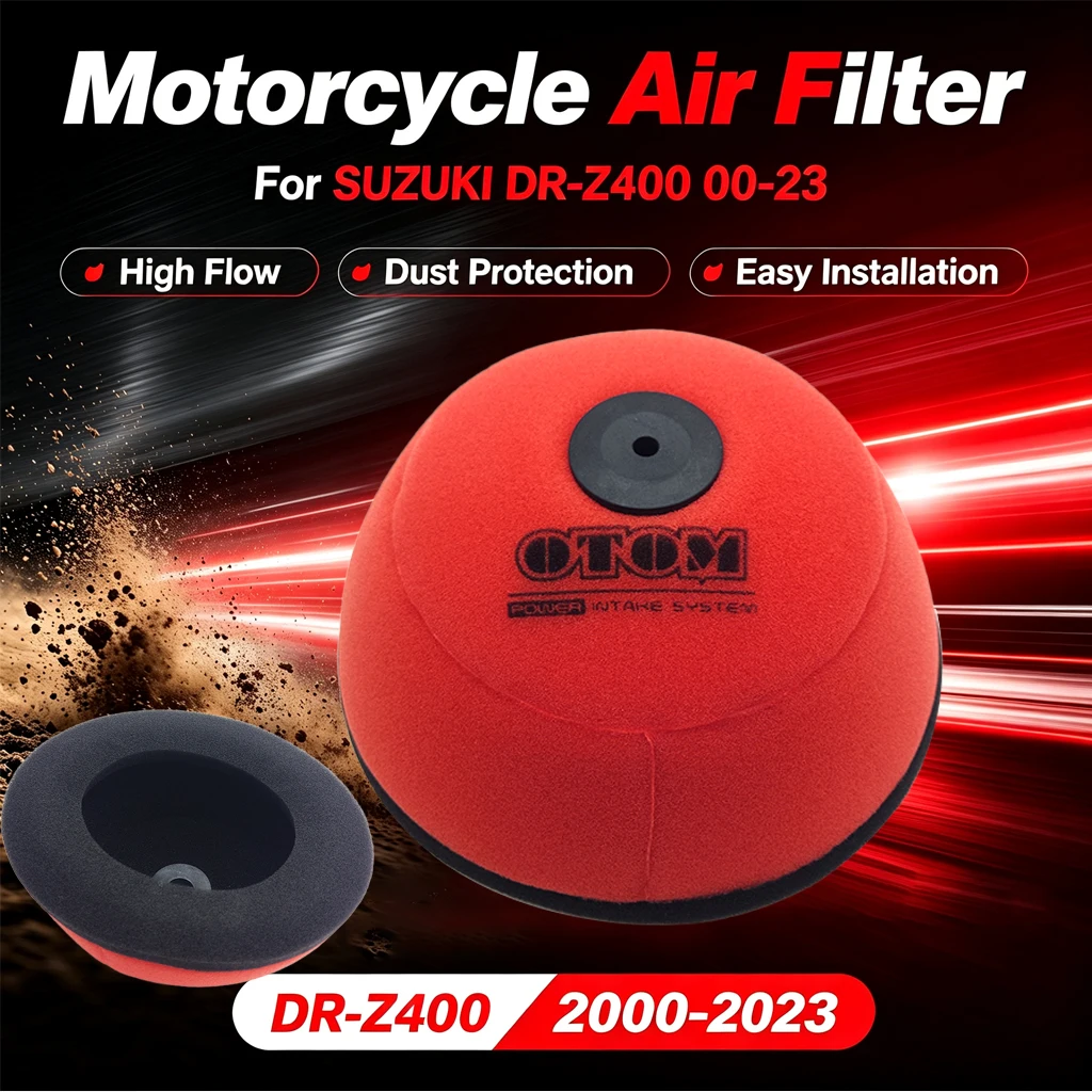 Motorcycle Air Filter Cleaner Dual Foam Layer Sponge Cover For SUZUKI DR-Z400 00-23 Replacement Part washable reusable high‑flow