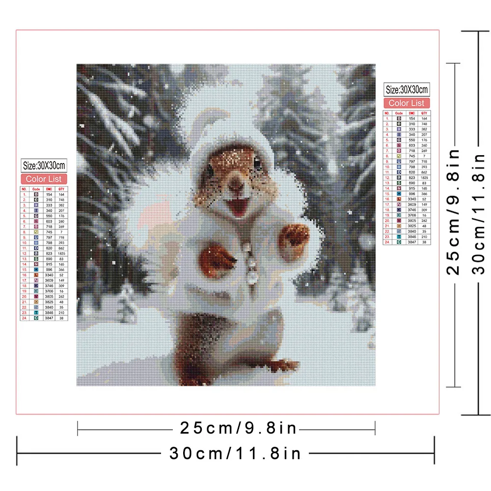 AZQSD Diamond Art Mosaic Rabbit Animal New Arrival Home Decor Art Handicrafts Arts Gift Diamond Painting Kits Winter Snow