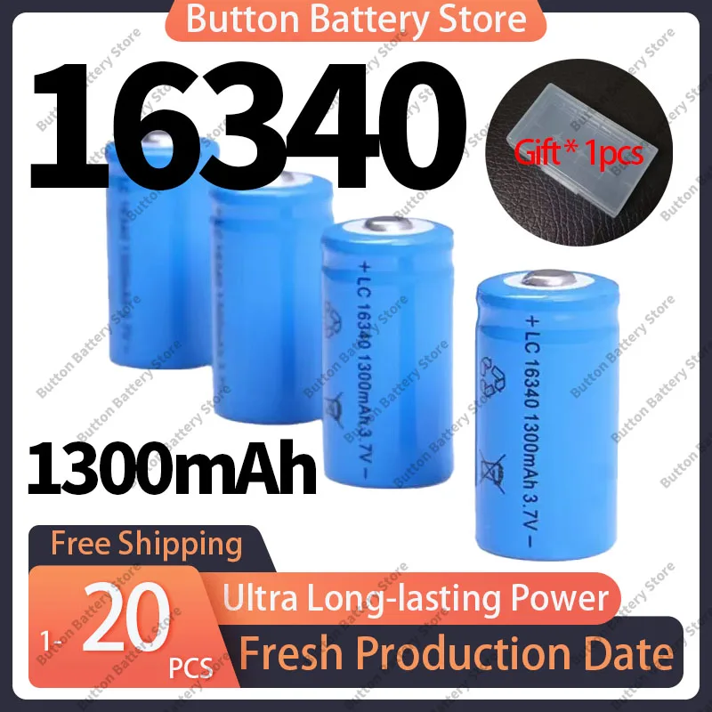 Совершенно новые литий-ионные аккумуляторы 16340 CR123A 3,7 В 1300 мАч для светодиодного фонарика, лазерная ручка для батареи 16340 CR123A Совершенно новые литий-ионные аккумуляторы 16340 CR123A 3,7 В 1300 мАч для светодиодного фонарика, лазерная ручка для батареи 16340 CR123A