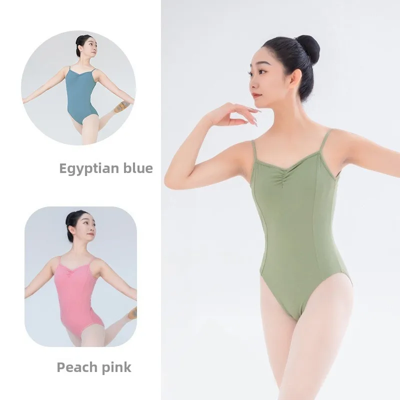 大人用バレエ練習着 レディース サスペンダーボディスーツ ハイヒップ バックレス体操服