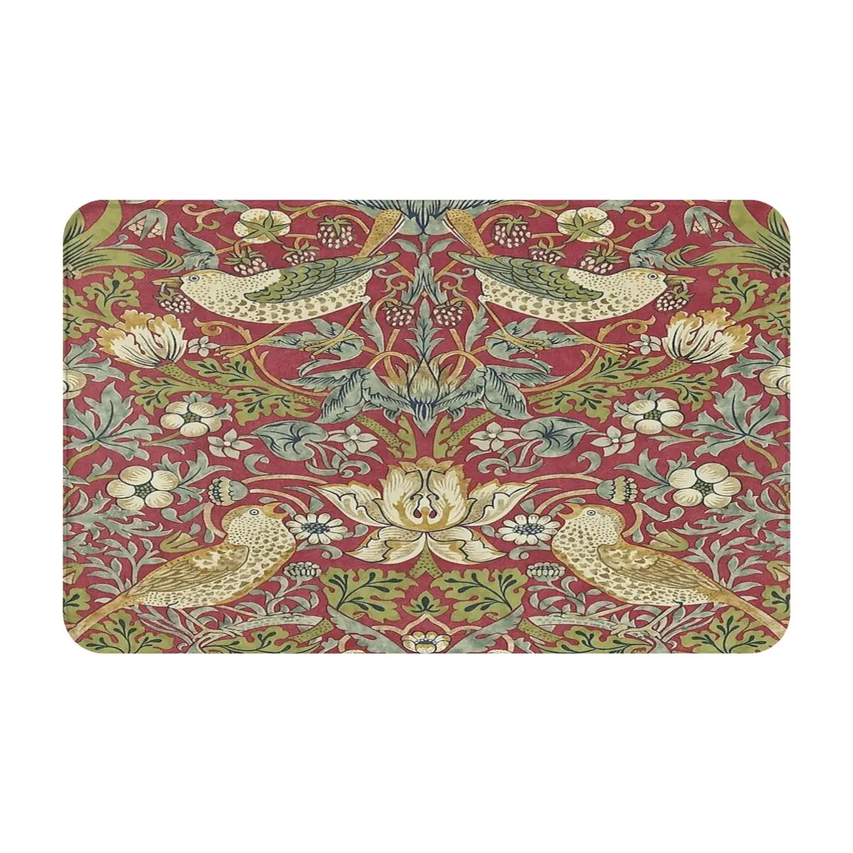 William Morris Strawberry Thief Red Bath Mat Carpet Door Mat 50x80cm Kitchen Carpet Carpet For Kitchen Outdoor Carpet