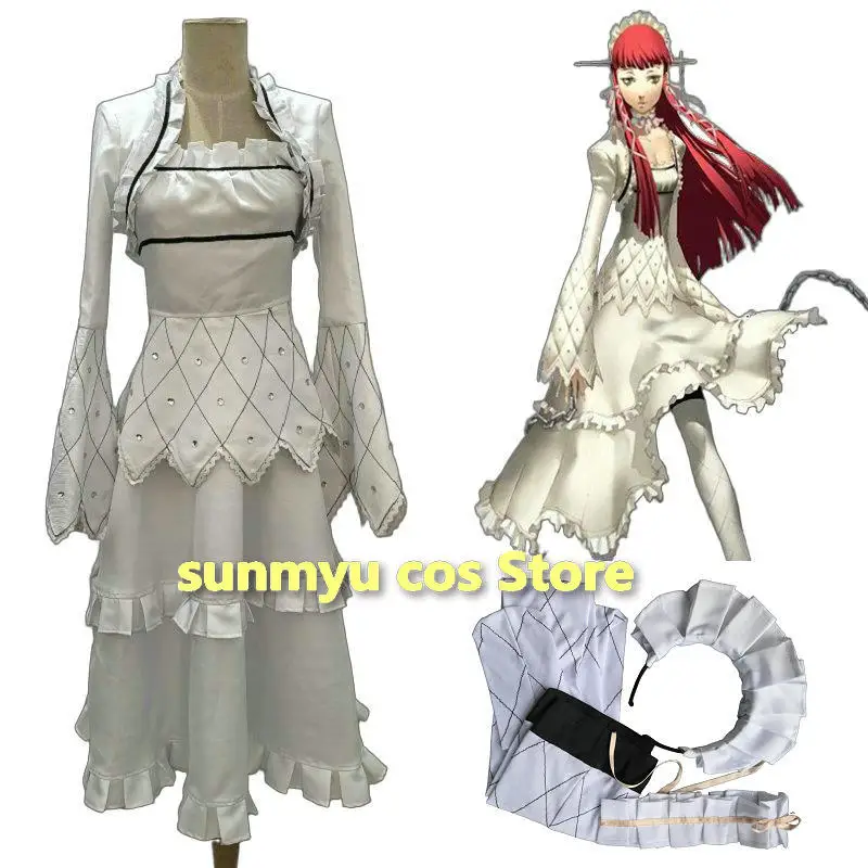 

Chidori Yoshino Cosplay Costume Customize Size Halloween White Dress With stockings hair hoop