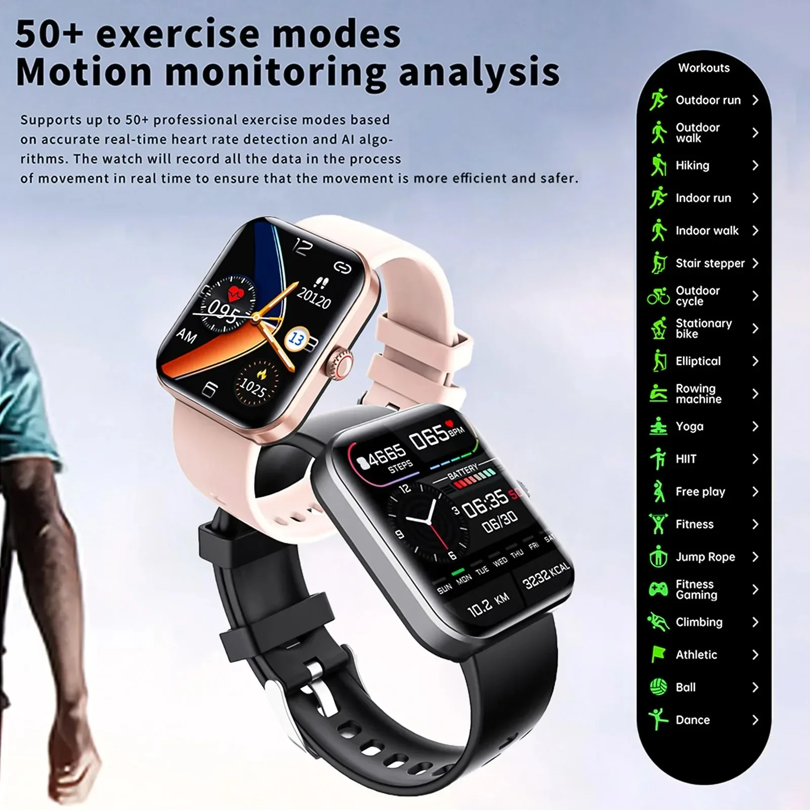 F57L Smart Watch Sleep Heart Rate Blood Pressure Body Temperature Monitor 1.91" Sports Smartwatch Bluetooth Call Fitness Tracker