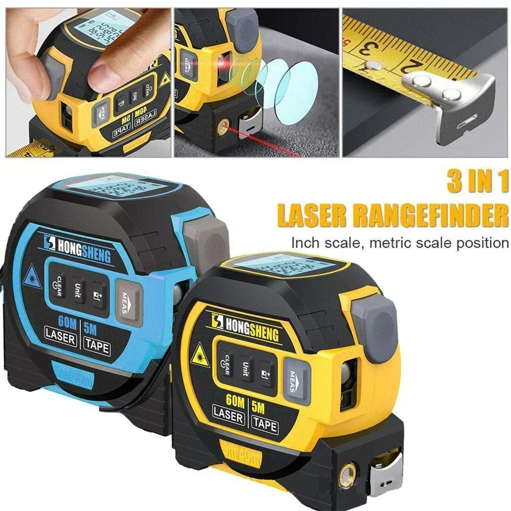 【clearance】3-in-1 Laser Distance Meter 60m Infrared High-precision Electronic Ruler Construction Distance Measuring Instrument