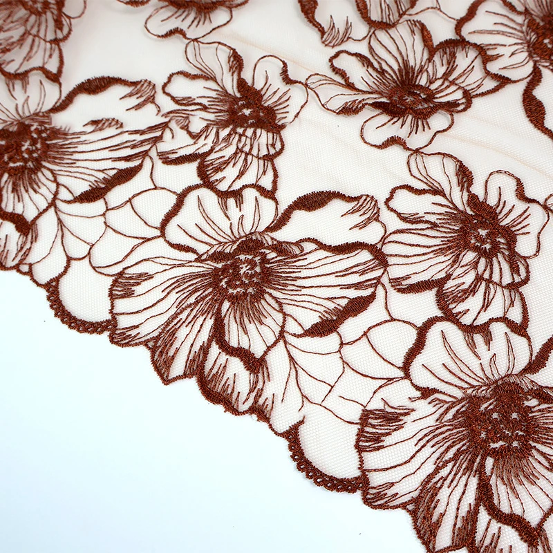 42Yards Big Floral Net Embroidered Lace Trim Fabric with Fancy Flowers for Women Lingerie Encajes Para Lenceria