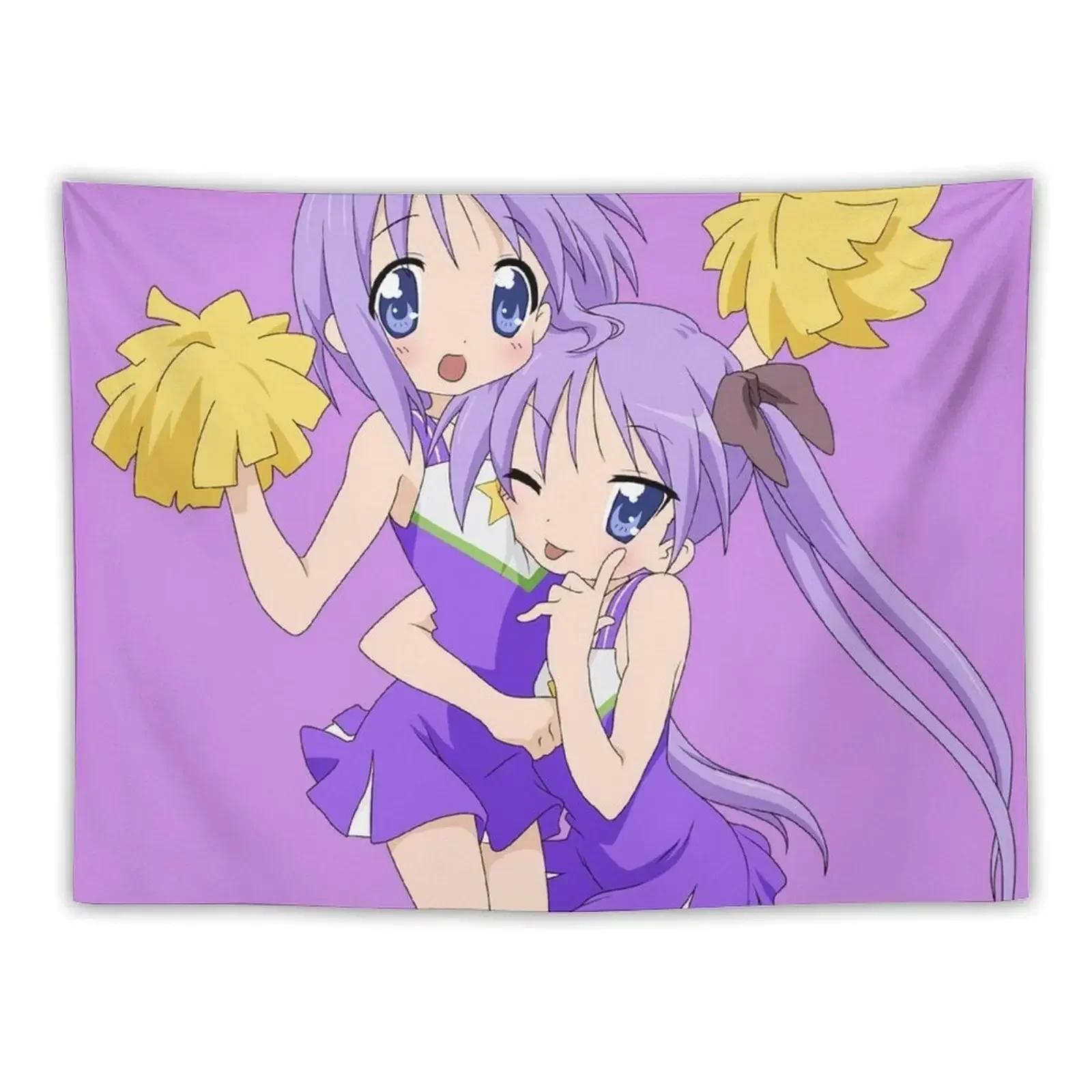 Hiiragi Tsukasa & Hiiragi Kagami (Lucky Star) Tapestry Wall Hanging Wall Japanese Room Decor Tapestry