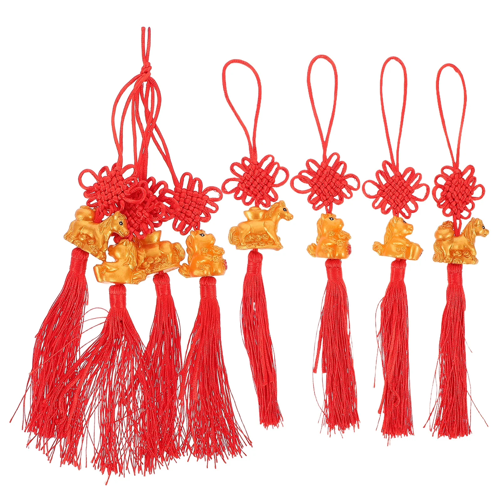 

8Pcs Horse Year Hanging Ornaments Chinese New Year Decoration Lucky Knot Pendant Tassel Spring Festival Charm Wealth Luck Decor