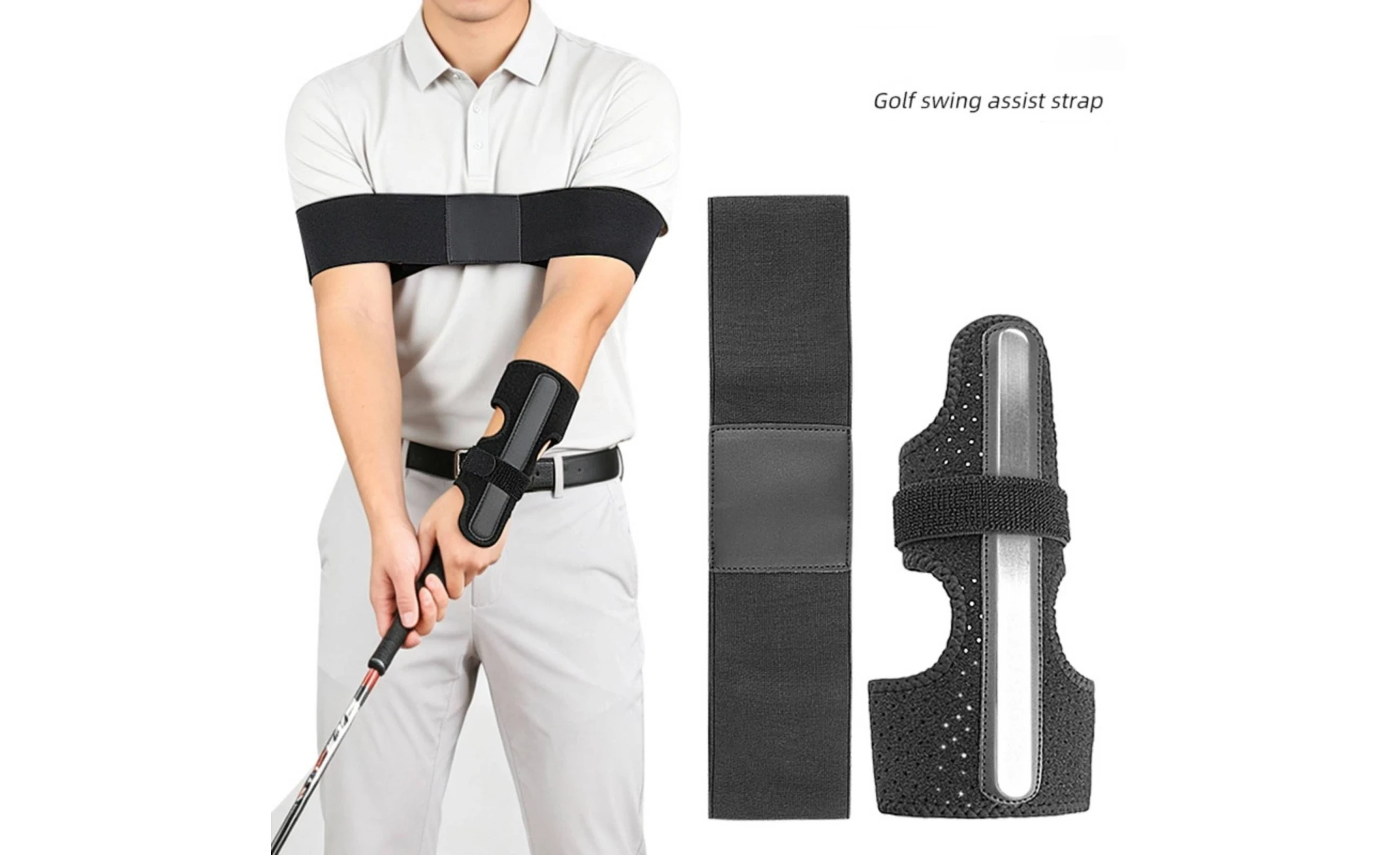 Golf Swing Assist Strap Adjustable Wrist Support with Aluminum Strip Training Aid One Size Long-Lasting for Golfers Golf Swing Assist Strap Adjustable Wrist Support with Aluminum Strip Training Aid One Size Long-Lasting for Golfers