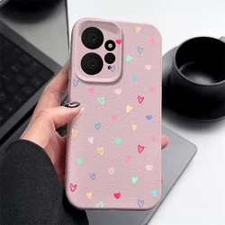 Colorful Love Hearts Case For Xiaomi 13T Pro Funda Redmi Note 13 12 14 11 Pro 5G Luxury Leather Texture Silicone Phone Cover
