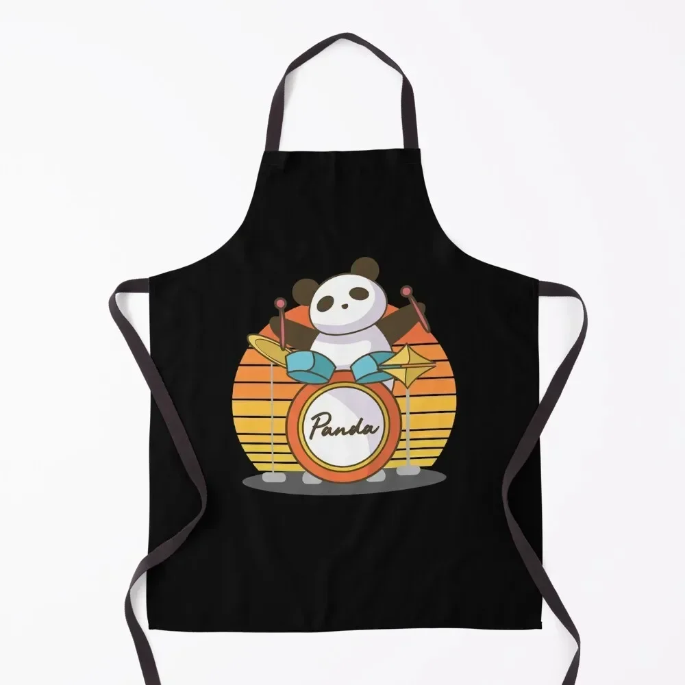 

Cute Vintage Drummer Panda Lovers Graphic Apron cleanings Cooking Kitchen Things Apron