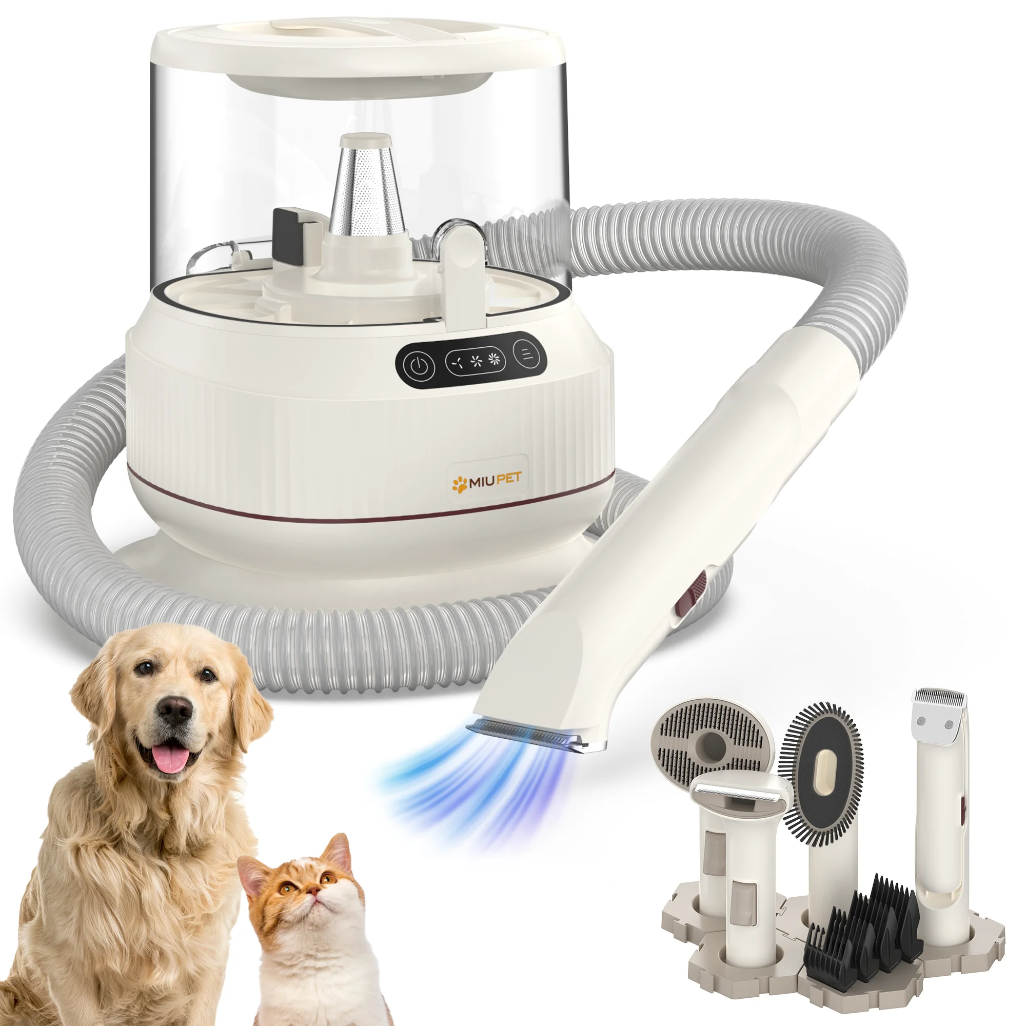 

2023 New Pet Hair Vacuum with Grooming Kit 5 in 1 Hair Cleaning Machine Pet Grooming