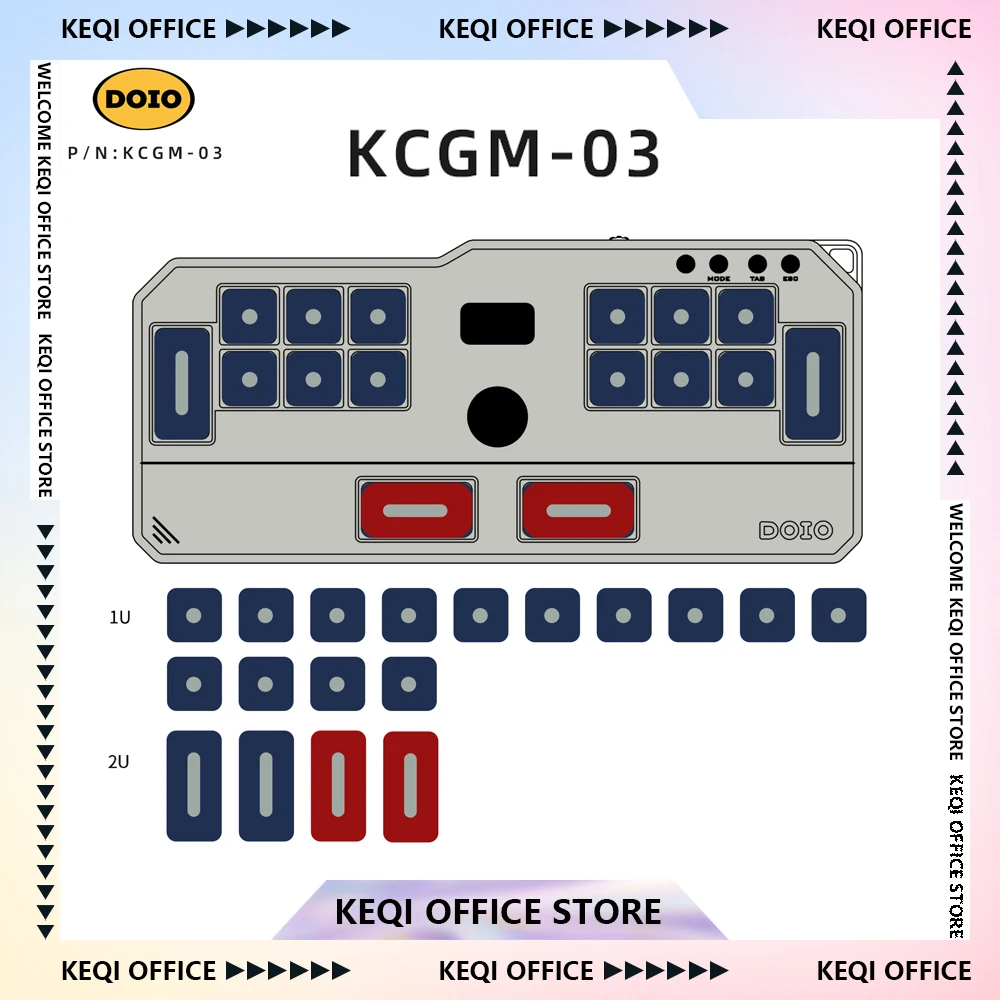 

Колпачки для клавиш DOIO HITBOX KCGM-03, 18-клавишные игровые квадратные колпачки для клавиш, PBT, термосублимационная цветная многофункциональная колпачок для клавиатуры, набор на заказ, колпачки для клавиатуры