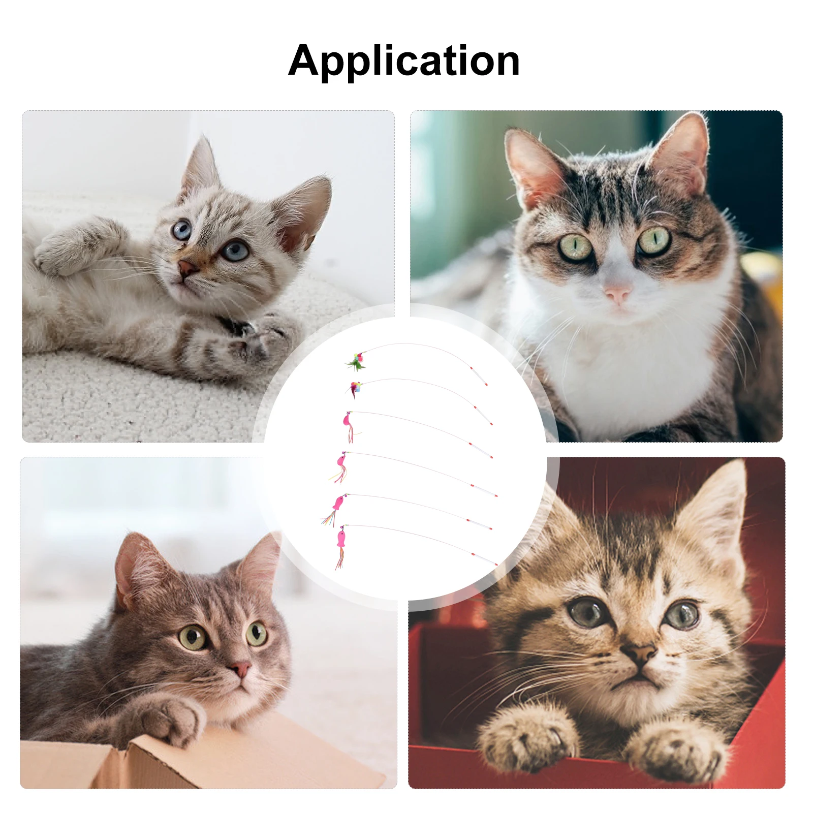 

6pcs Cat Teaser Wand Interactive Play Rod For Kitten Cats Pet Strengthen Bond Training Activity Gift Cat Interactive