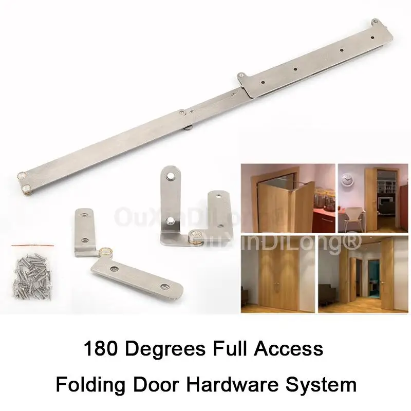 1PCS 180 Degrees Full Access Folding Door Hardware System Stainless Steel Sliding Barn Door Bifolding Door Accessories FG906