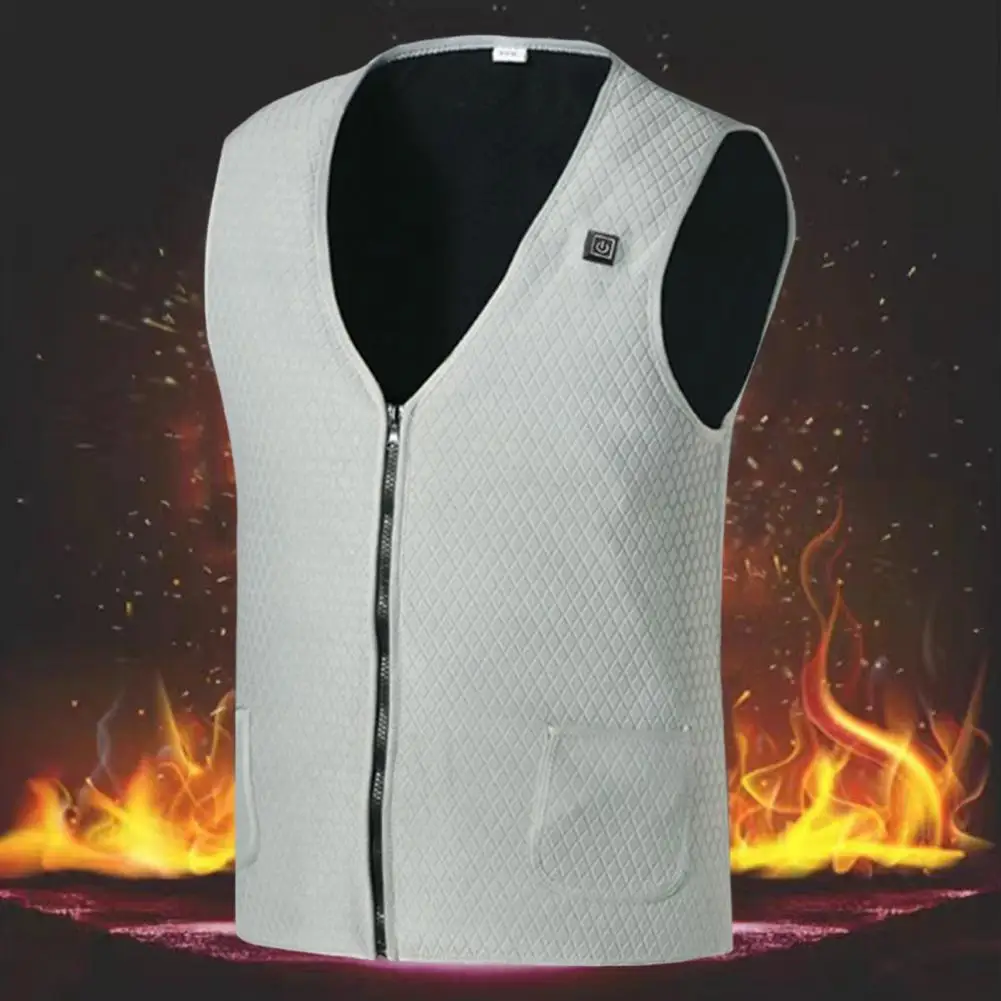 Heated Vest V-Neck Electric Waistcoat USB Battery Powered Jacket Vest Adjustable Waterproof Heated Vest