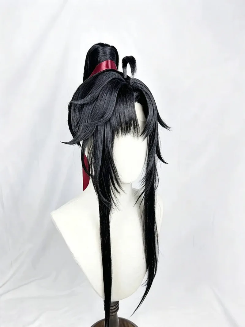 Wei Wuxian Styled Wig Grandmaster Of Demonic Cultivation MDZS Lan Wangji Black Long Ponytail Hairstyle Customized Wigs Props - view 3