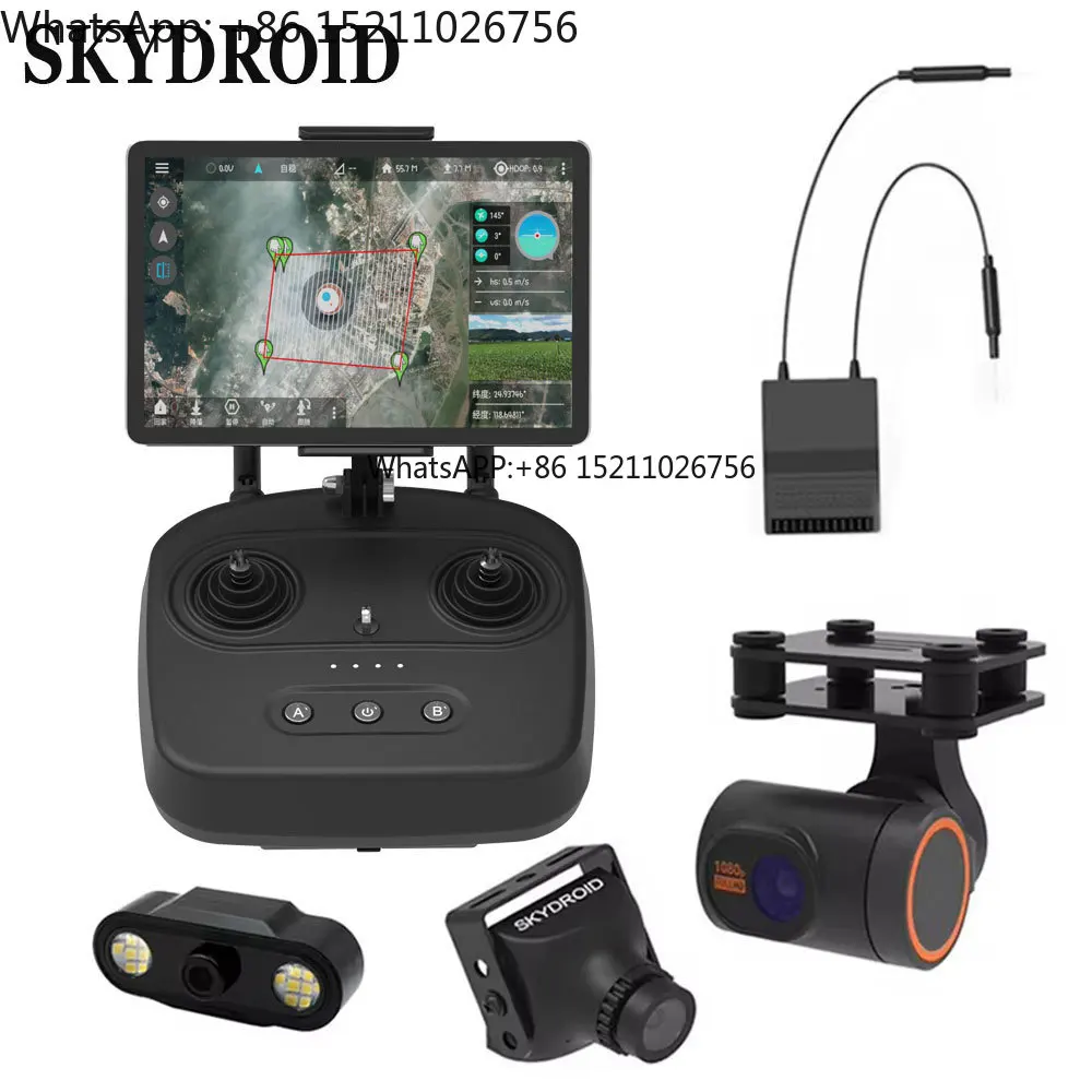 Skydroid T10 Remote Control Mini Camera 10km Digital Map Transmission 4 in 1 With R10 Receiver for RC Plant Protection -