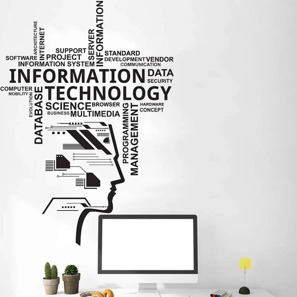 Information Technology Vinyl Wall Decal Educational Engineering Software Technology Wall Sticker Office Decoration Sticker S693