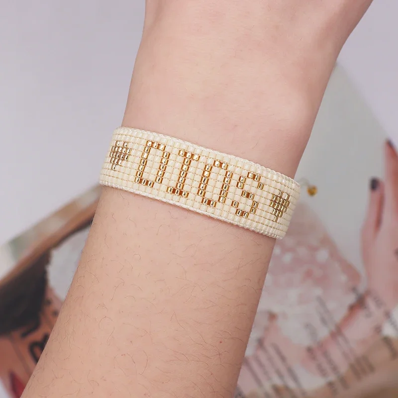 

ALIYA Golden Delicate Miyuki Beaded Bracelets for Women DIOS Letter Design Boho Handmade Braided Friendship Fashion Jewelry