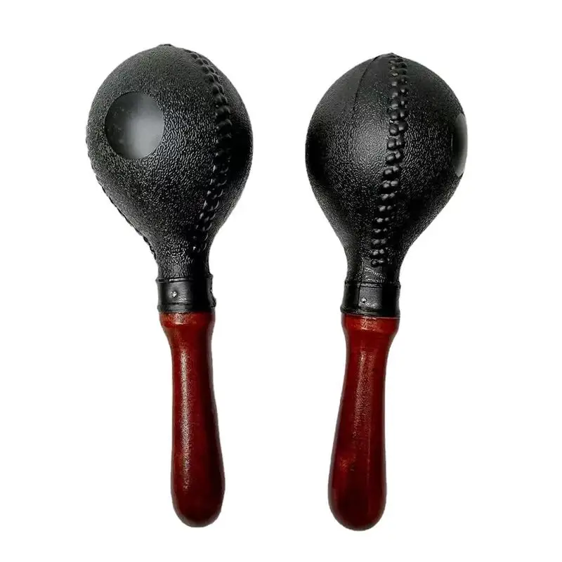 

2pcs Maracas Music Instrument Wooden Handle Design Rumba Shakers Clear Sound Rattles Sand Balls Musical Toy Sand Hammer