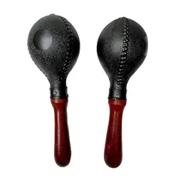 2pcs Maracas Music Instrument Wooden Handle Design Rumba Shakers Clear Sound Rattles Sand Balls Musical Toy Sand Hammer
