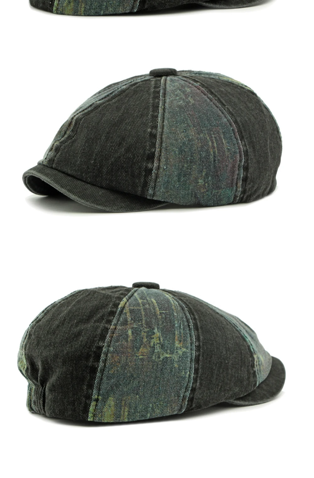 HT4789 Herren- und Damen-Baskenmützen, Neue Gewaschene Baumwoll-Flatcap, Unisex Achteckige Baskenmütze für Frühling, Sommer und Herbst, Patchwork-Baskenmütze – Detail 11
