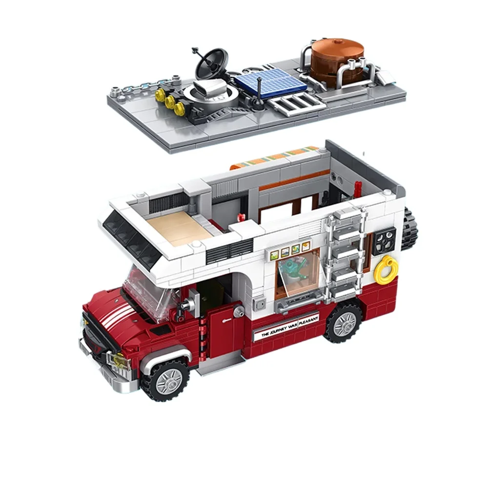 

MOC технический кемпер-ван строительные блоки здание светодиодное освещение модель кирпич для подростков и взрослых подарок на Рождество/дня рождения DIY