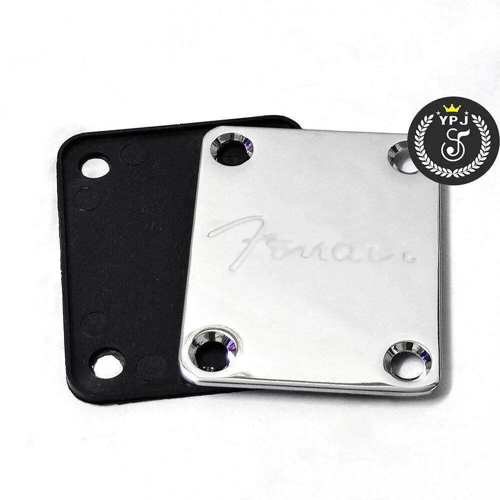 Fit for Fender ST Electric Guitar Neck Plate Set Silver Engraved FD Logo with Mounting Screws Guitar Replacement Parts