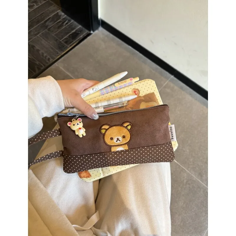 Rilakkuma Besticktes Federmäppchen, Große Kapazität, Handliche Stift-Aufbewahrungstasche, Schreibwaren-Organizer für Schule und Büro