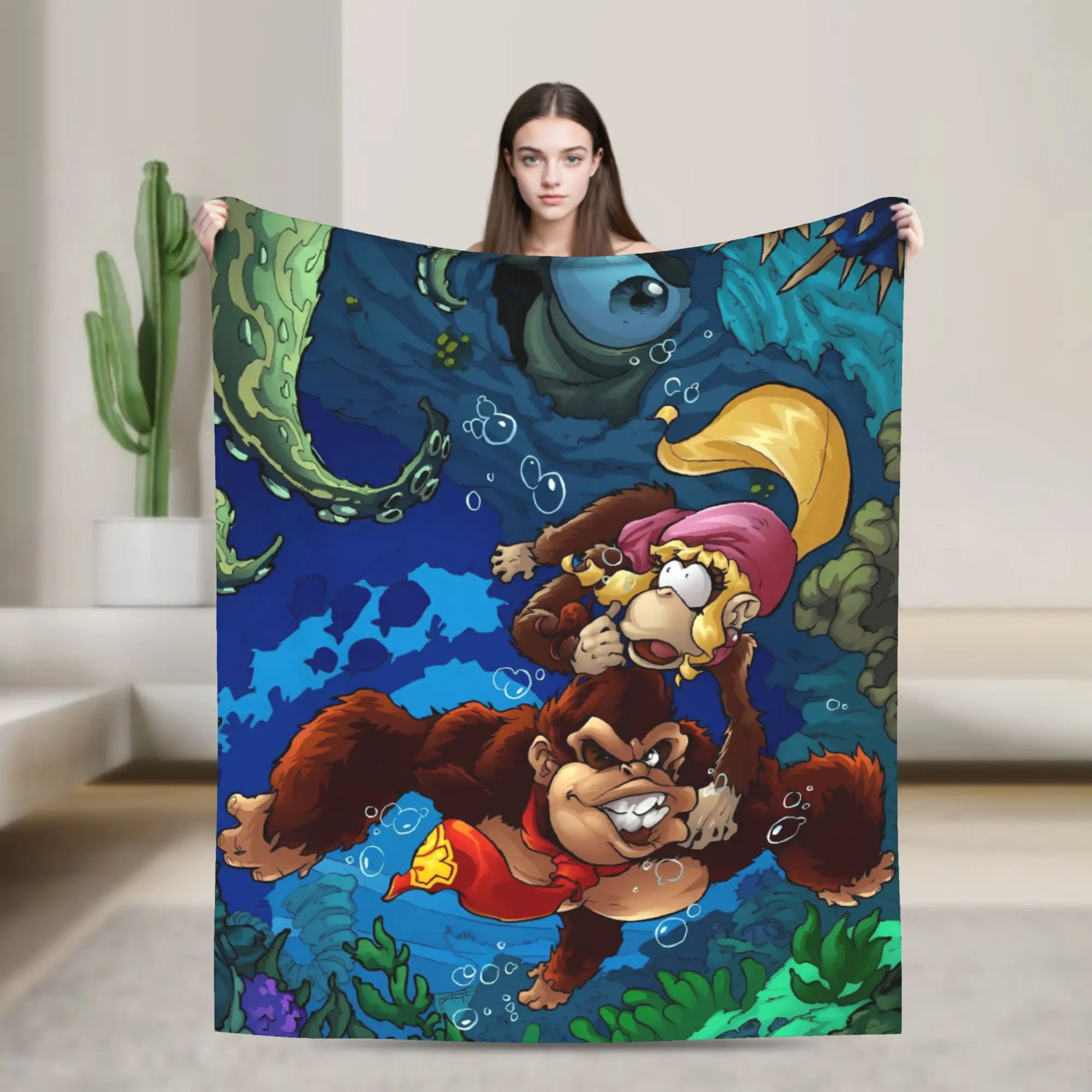 

Donkeyed Kongs Flannel Blanket Winter Soft Durable Bedding Throws for Children Outdoor Aesthetic Bedspread Sofa Bed Cover