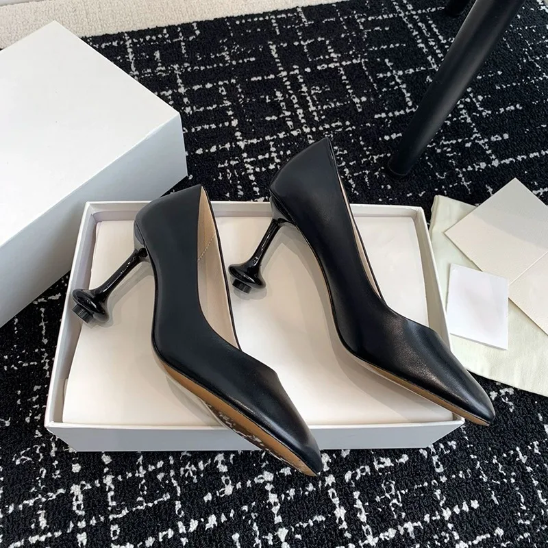 عالية الكعب النساء الصنادل دمية رئيس حذا فردي للسيدات 2025 جديد الصيف كعب نحيف الفم الضحلة الفرنسية ماري جين الفم الضحلة