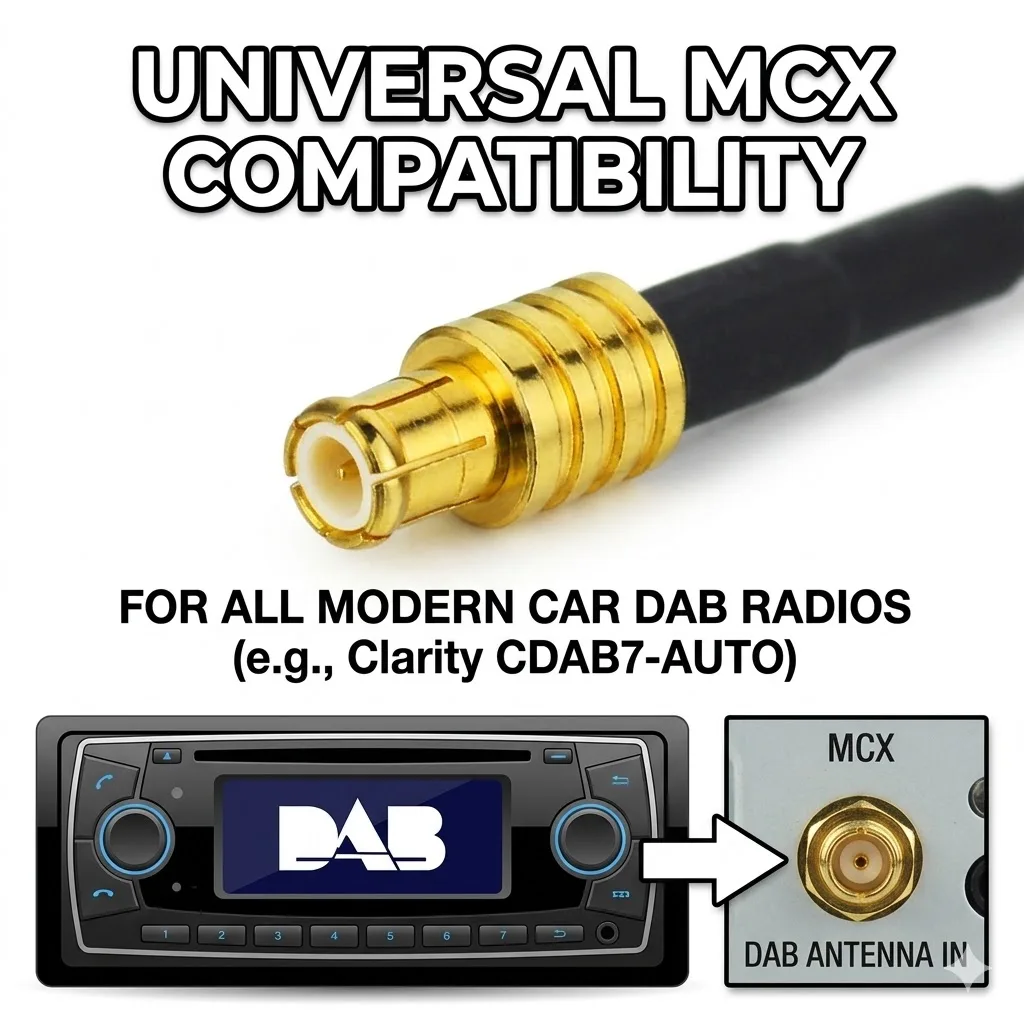 Eightwood Car DAB+Radio Antenna 100KHz-1766MHz Magnetic Aerial MCX Male 5m Cable for RTL SDR RTL2832U R820T2 USB Stick Dongle