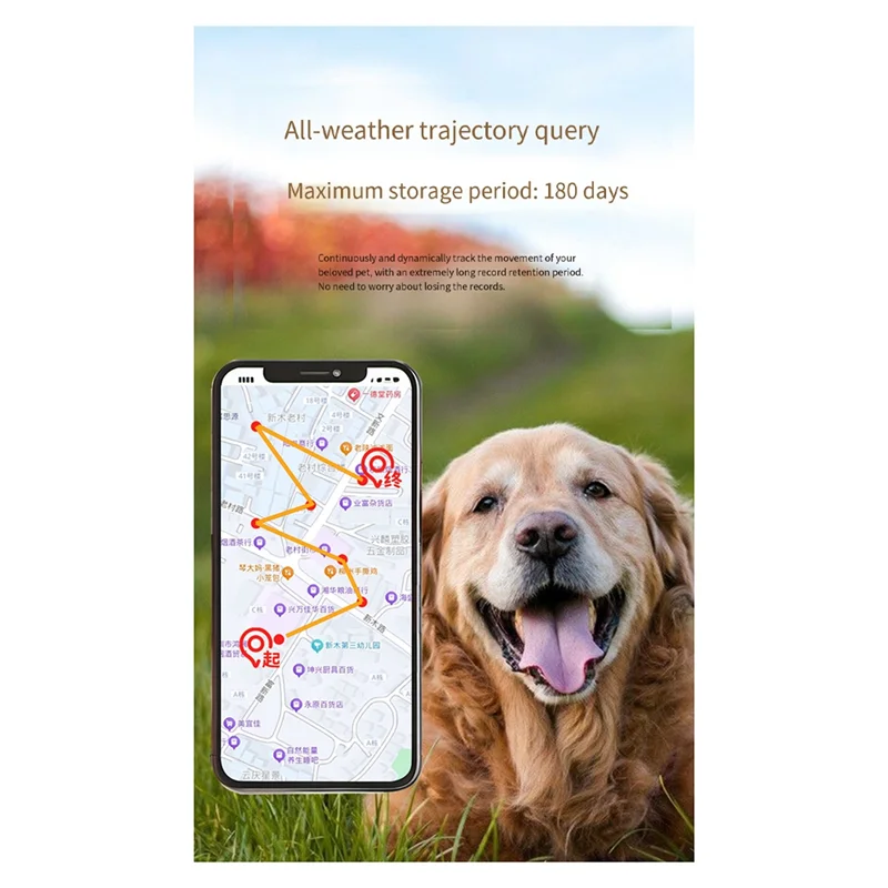 ABDJ-4G محدد موقع طوق تتبع الكلاب IP67 مقاوم للماء مع خريطة جوجل تتبع في الوقت الحقيقي للحيوانات الأليفة لتحديد المواقع