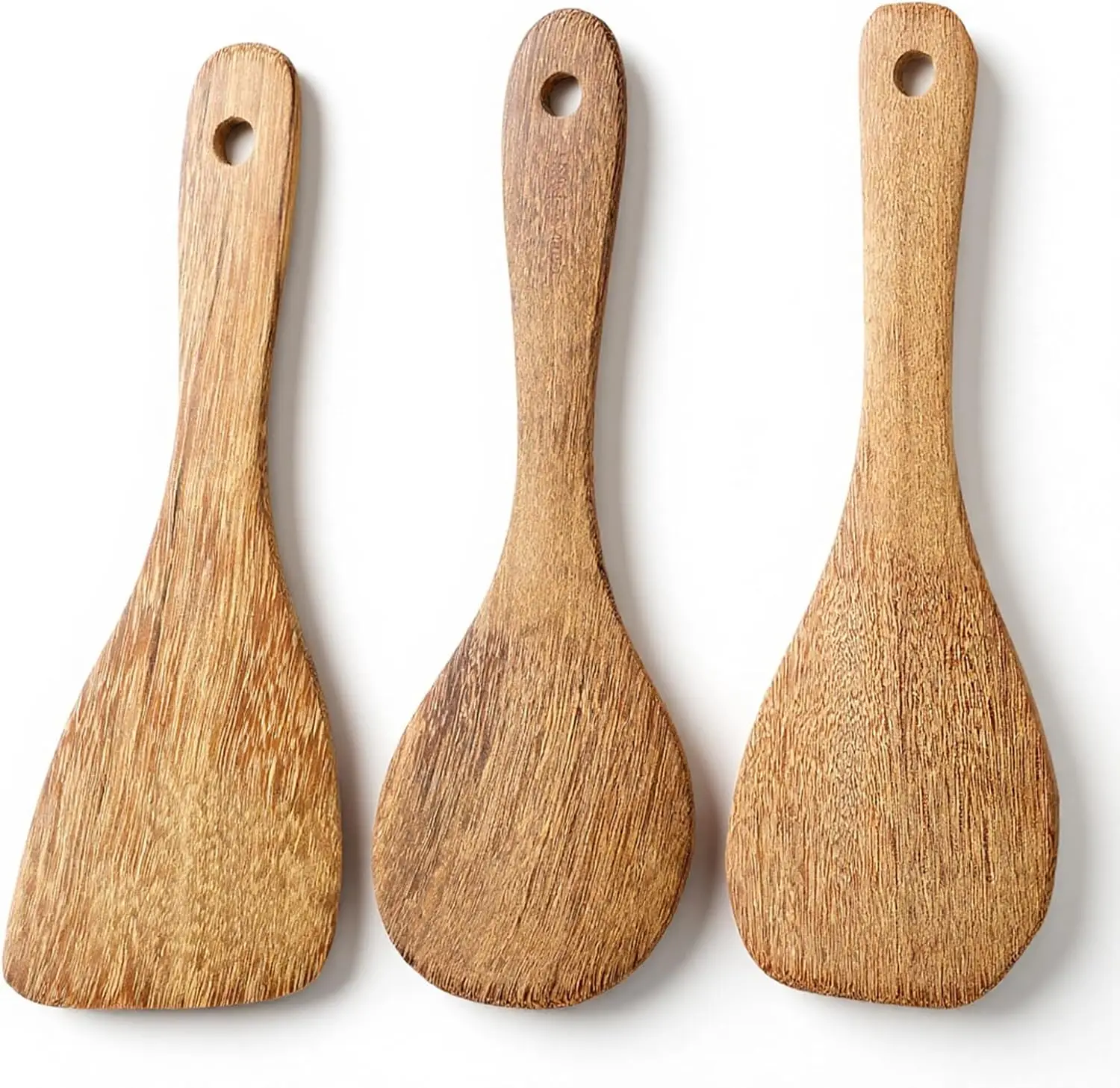 

3 Pcs Wooden Rice Paddle 8.7' Non stick Rice Spoons Rice Serving Spoon Versatile Cooking Spoon, Small Wooden Utensils Curved Foo