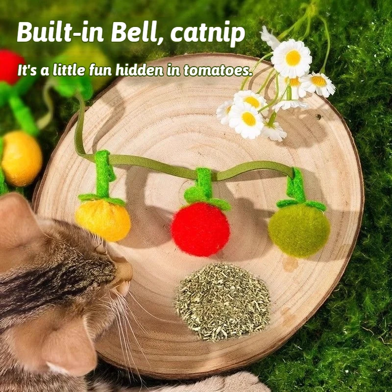 

Cat Toys Cartoon Tomato with Catnip and Bell Relieve Boredom with Crinkle Sound for Small Medium Large Cats Playing Accessories