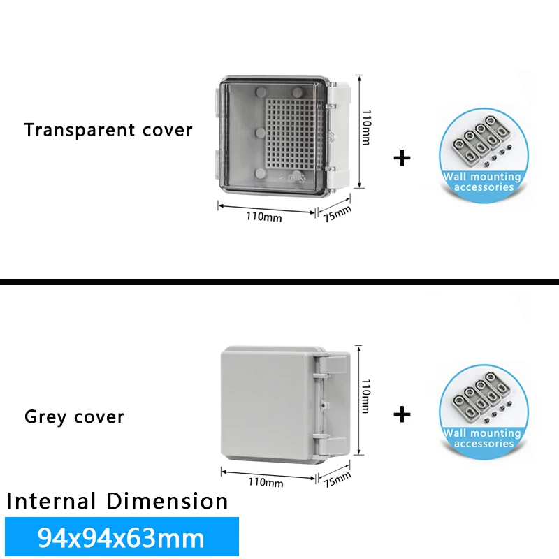 IP66 outdoor waterdichte ABS grijs/transparante hoes plastic elektronische aansluitdoos elektronische behuizing outdoor waterdichte doos