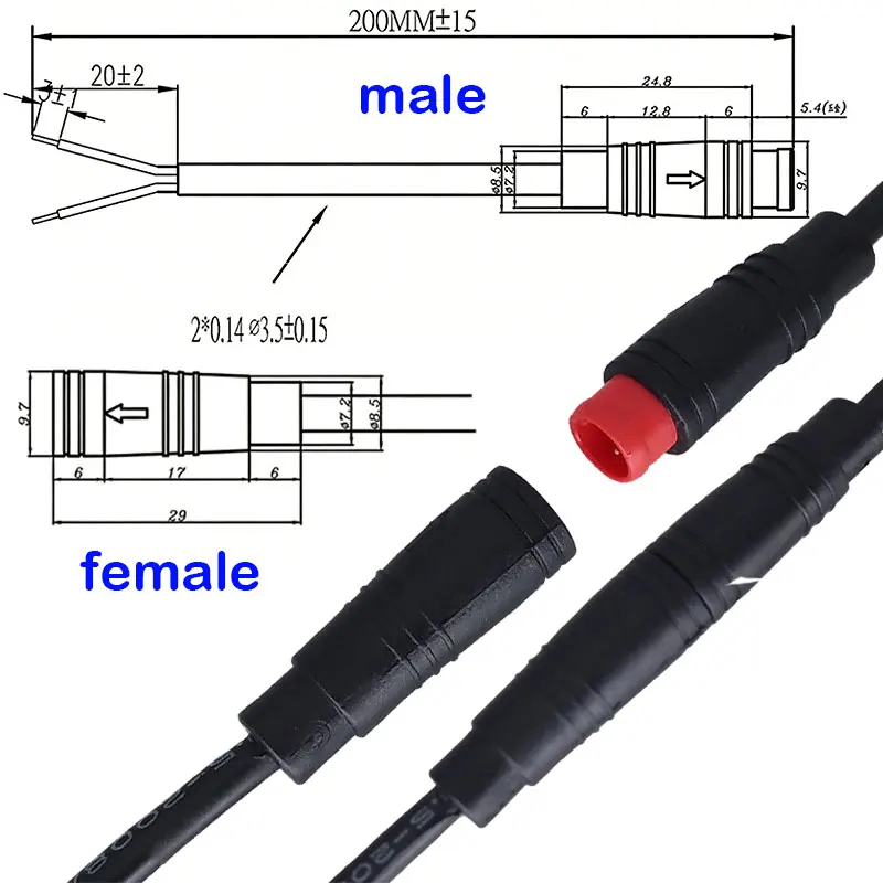 

M8-2/3/4/5/6Pin Male Female Ebike Display Cable Connector Wire For Electric Scooter Sensor Electric Bicycle Butt Joint Plug