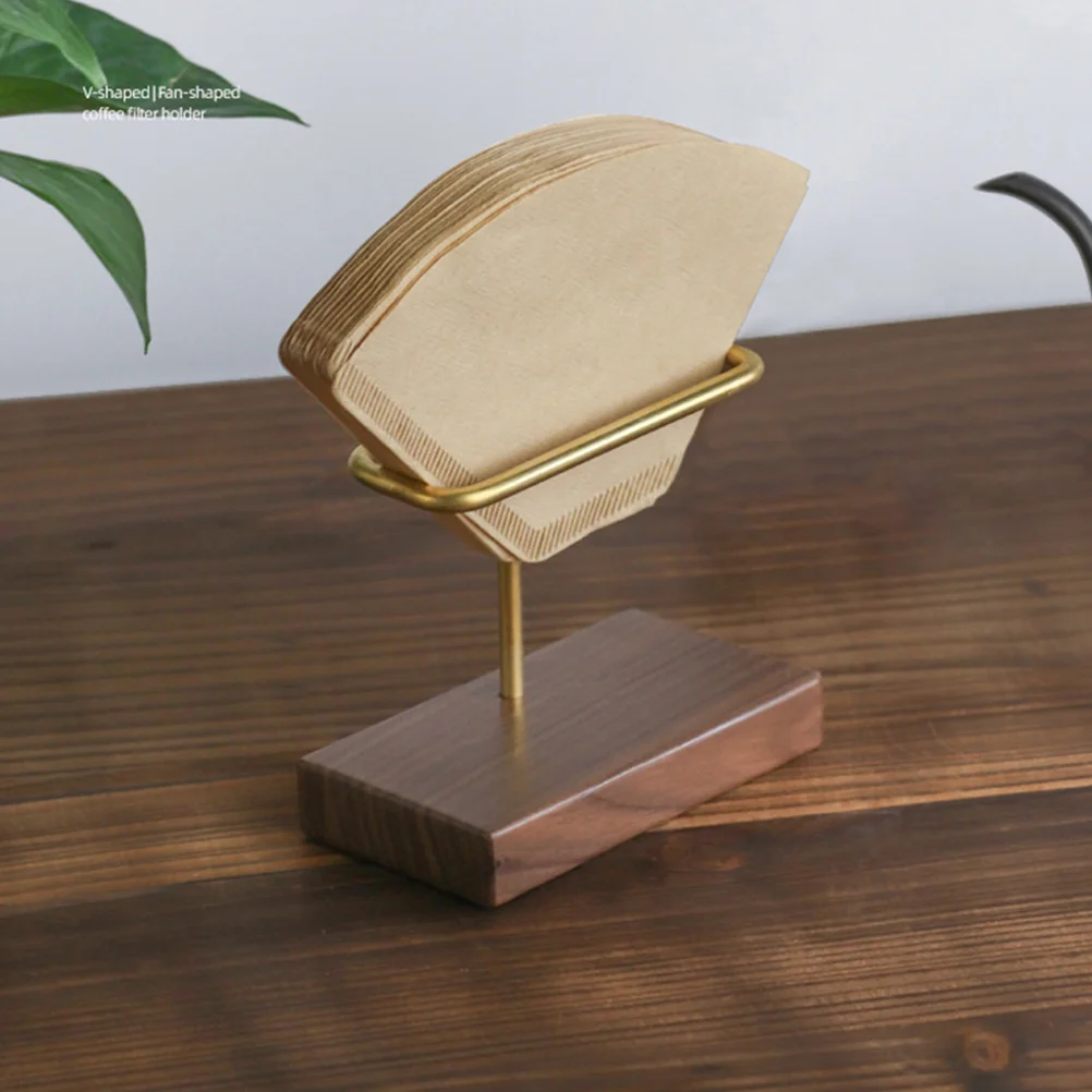 

Practical Coffee Filter Paper Organizer Geometric Shape Storage Shelf Easy Clean Portable Brass High Temp Resistant