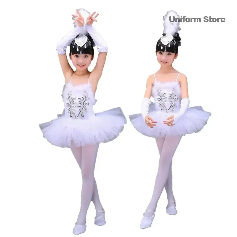 Professional White Girls Swan Lake Ballet Dresses Ballerina Dancing Costumes for Kids Dance Dress Performance Tutu Dancewear