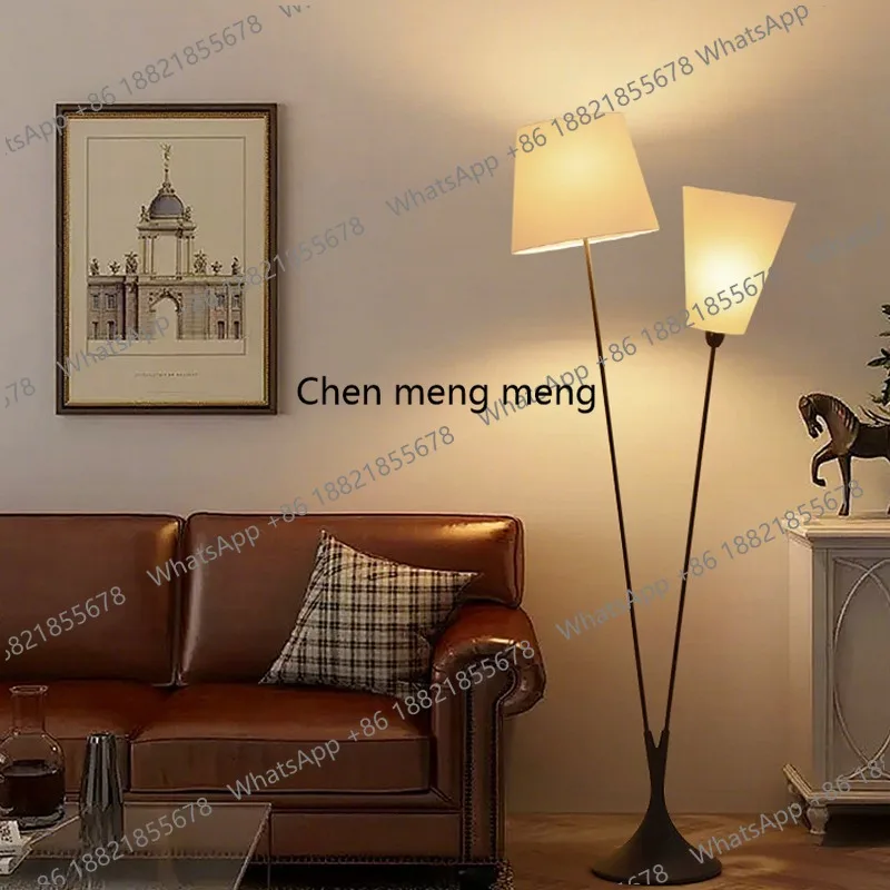 

Medieval style metal floor lamp, living room bedside ambient light, modern and simple fabric decorative lamp