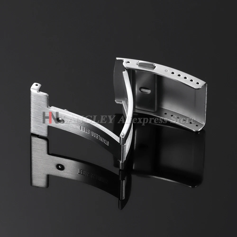 18 مللي متر 20 مللي متر مشبك ساعة الصلبة الفولاذ المقاوم للصدأ نحى للطي زر الأمان مزدوج دفع نشر ساعة المشابك ساعة اكسسوارات #4