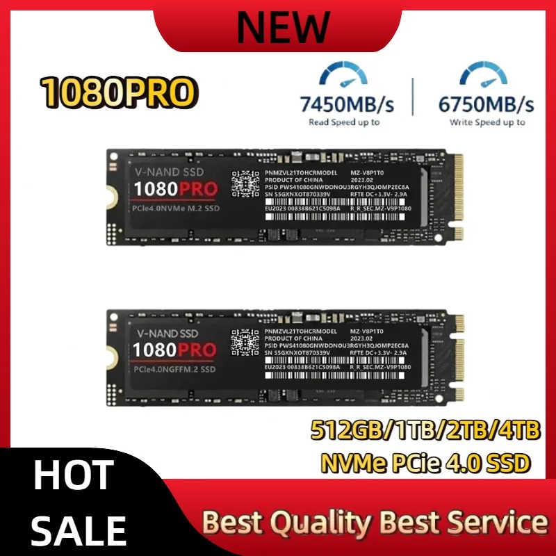 Original 1080Pro 1TB  NVMe PCIe 4.0 M.2 2280 Solid State Drive 7400MB/s Read High‑Speed Storage For Gaming PC Workstation