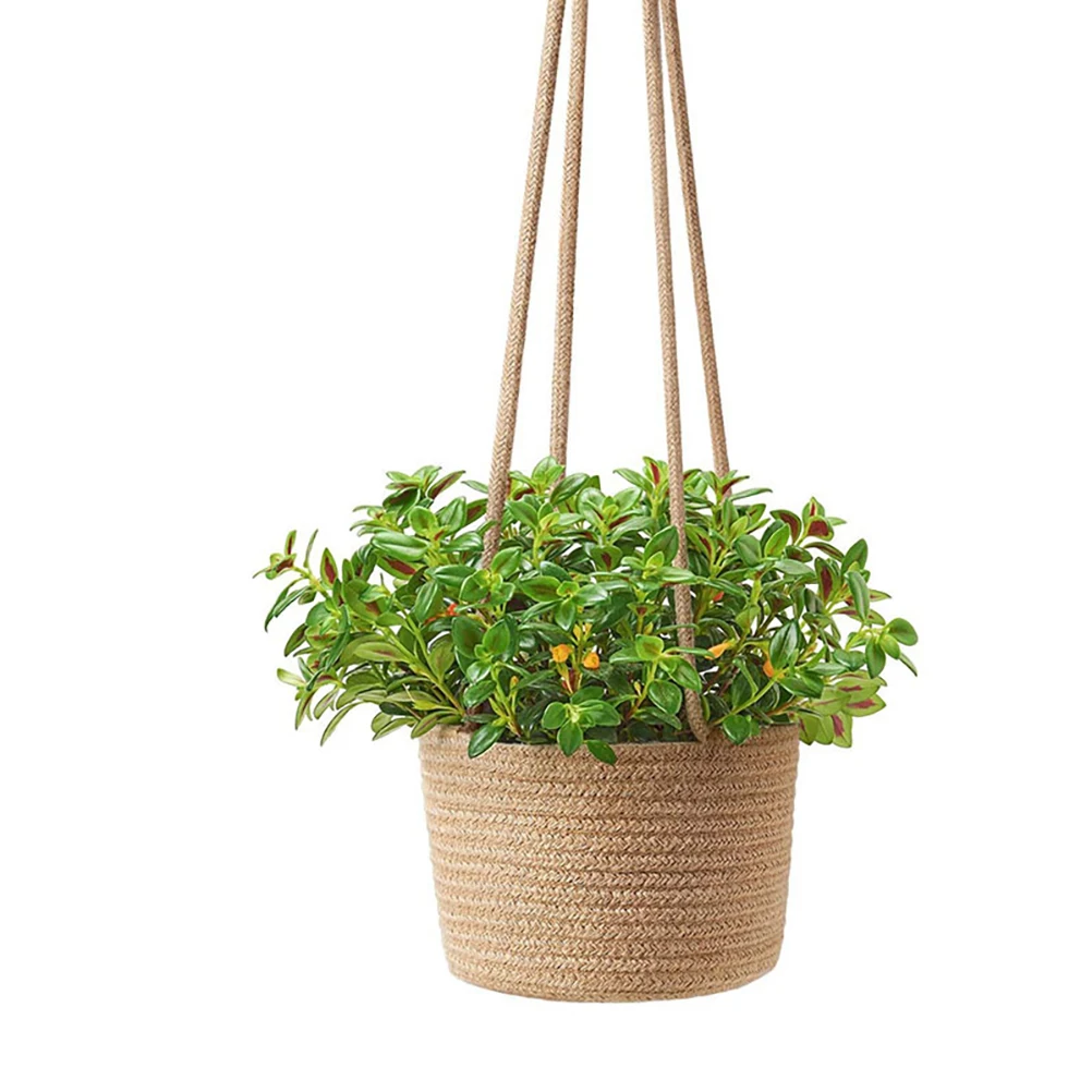 

Woven Hanging Basket Flower Pot Linen Rope Durable Indoor Plant Hanger Storage Container Vegetables Fruits Cosmetics Baby Toys