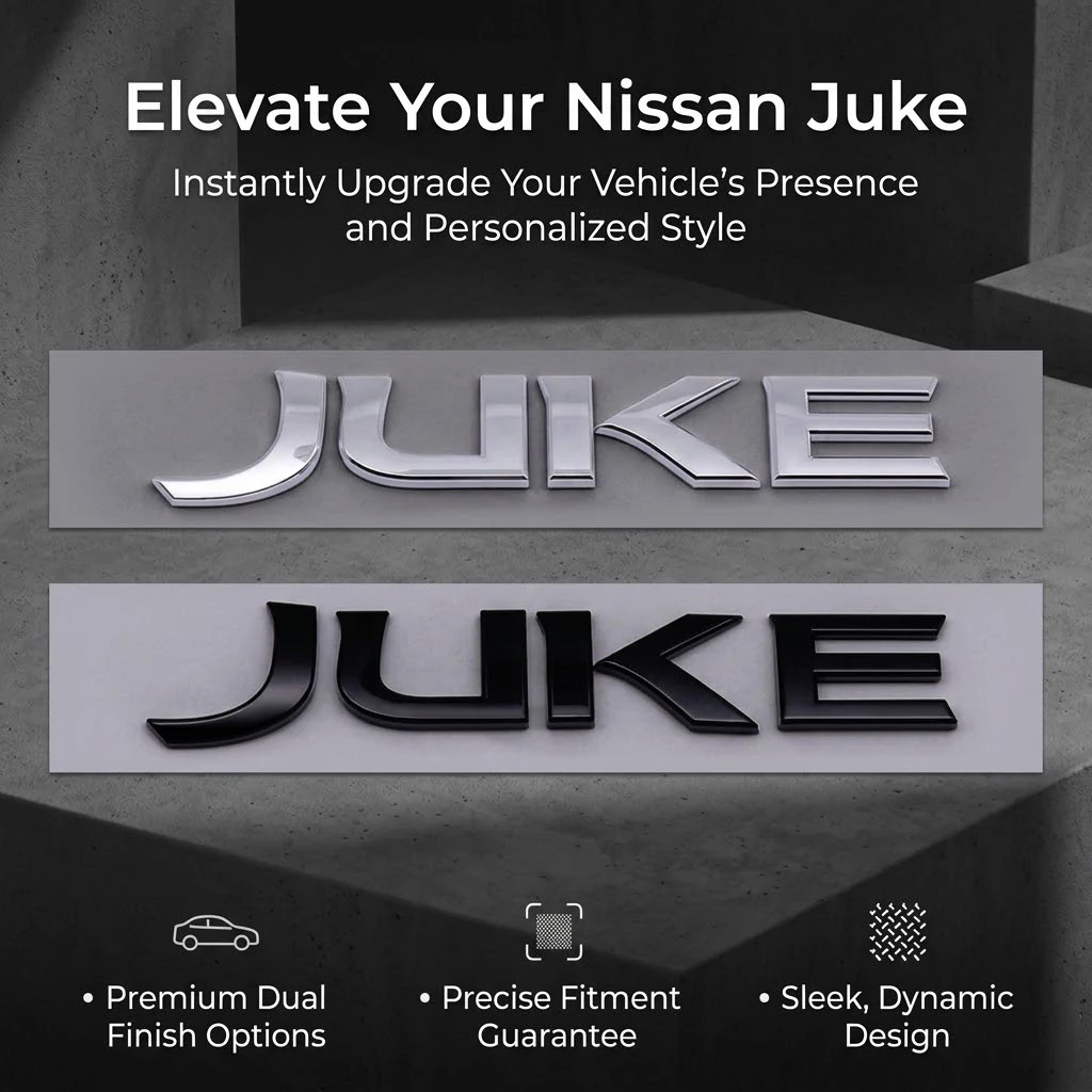 JUKE Split Letter 3D ABS Chrome Emblem Badge for Nissan Juke Rear Trunk