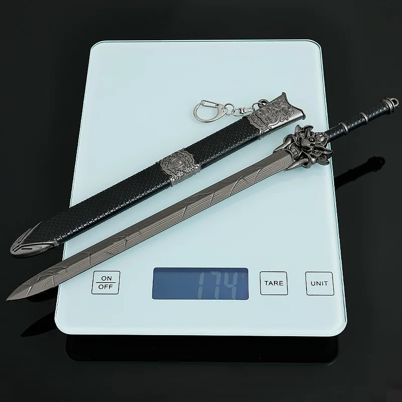 28 centimetri Cinese Antico Arma Nilin Spade Modello con Guaina Tutto In Metallo Artigianato Arma Ornamento Giocattoli All'aperto Katana Collezioni Regalo