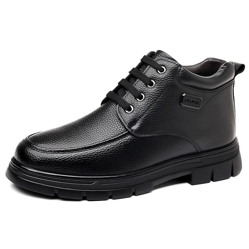 

Winter Warm Cotton Shoes for Men Anti-slip Laces Thick and Warm Ankle Boots Male Fashion Casual New Designer Leather Shoes Man