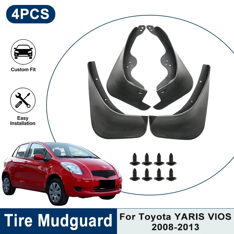 

4PCS Car Mud Flaps For Toyota YARIS VIOS 2008-2013 Waterproof Anti-Splash Mudguards Fender Trim Auto Exterior Accessories