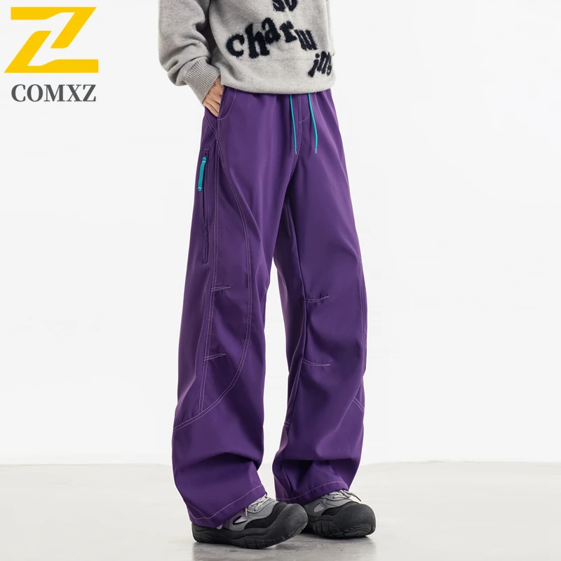 COMXZ Multi-Pocket Work Pants Men Fishing Camping Waterproof Machete Parachuter Pants Man Casual Elastic Waist Sports Trousers