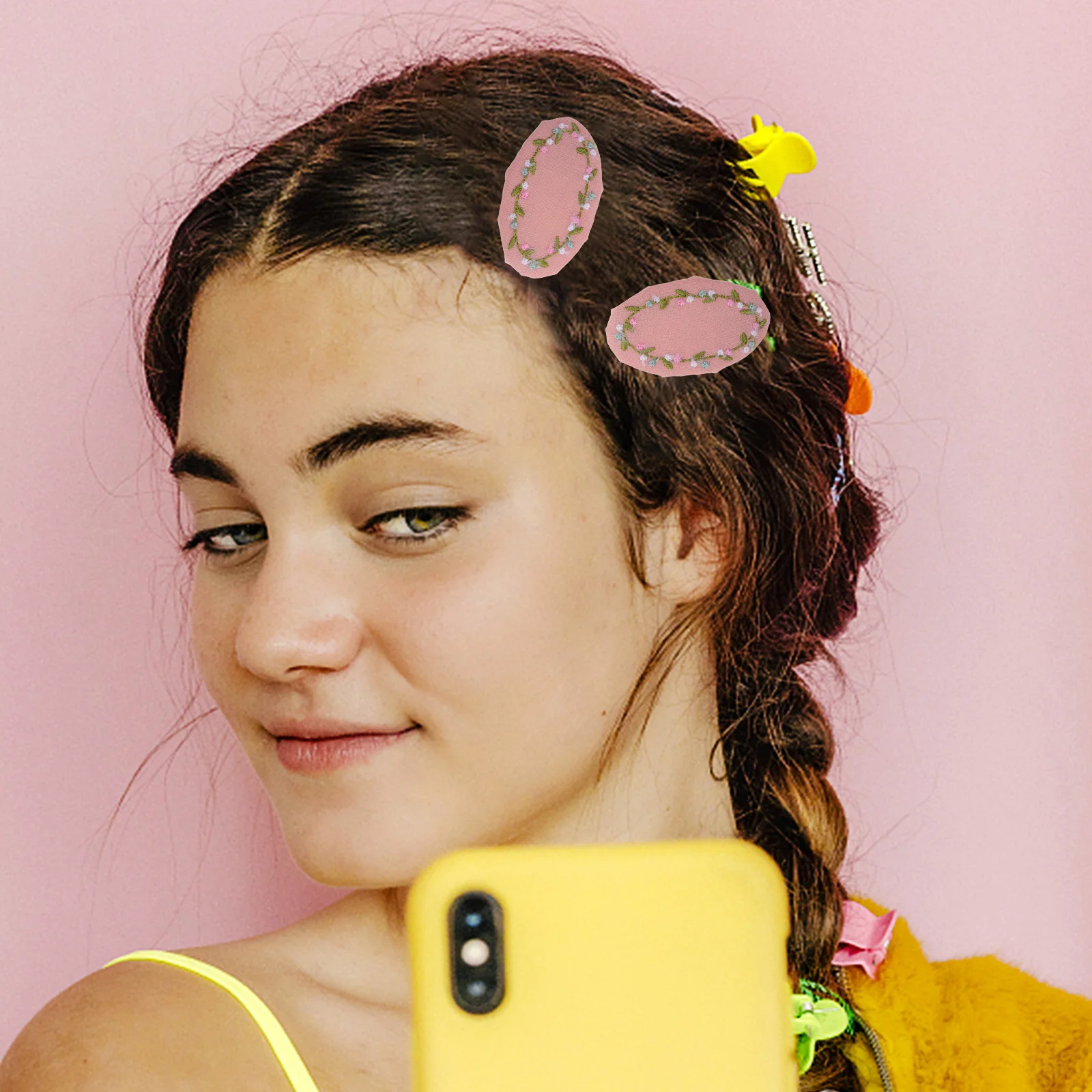 

2pcs Vintage Hairpin Clips Floral Snap Barrette Metal Kids Girls Fancy Hair Accessories Durable Easy To Clip Hair
